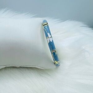 Flower Enamel Cloisonne Blue Bracelet Bangle